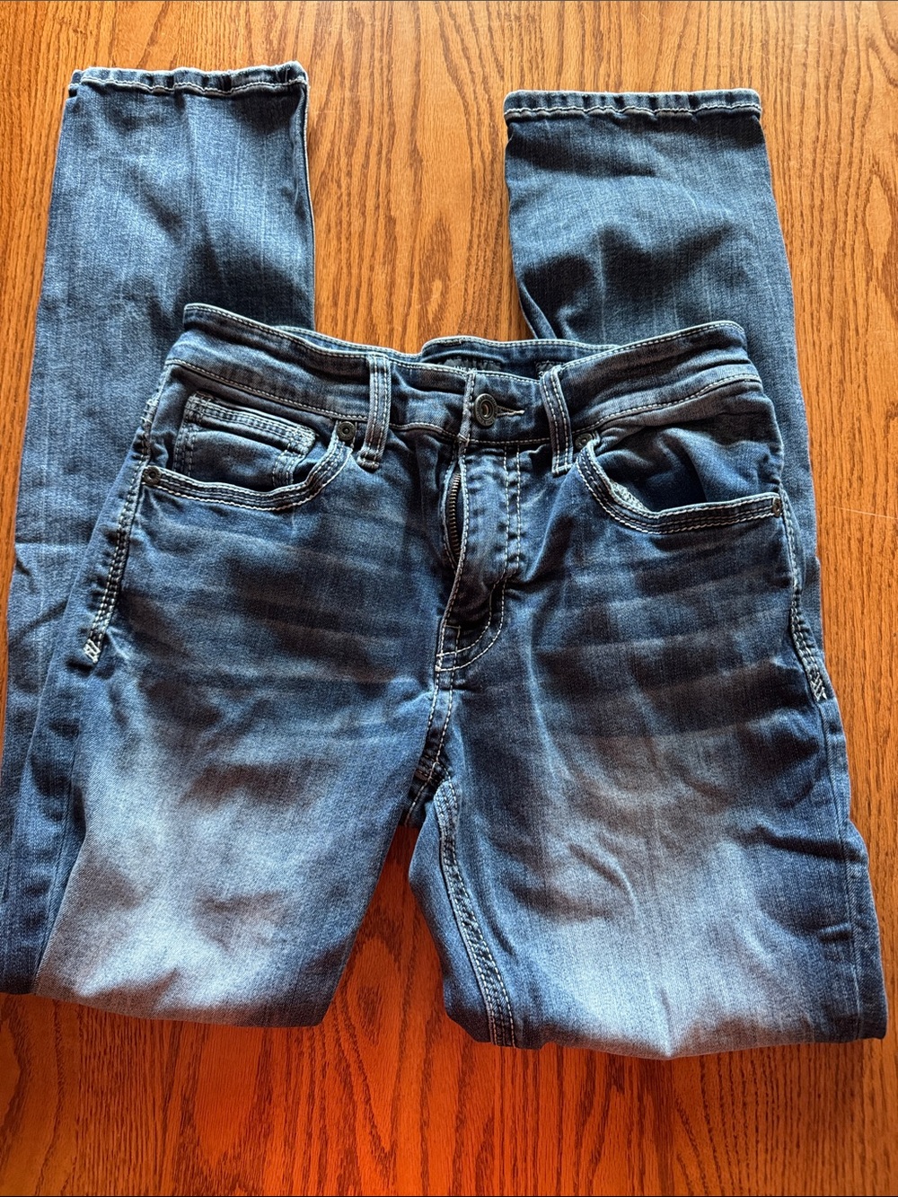 BKE Men's Washed Blue Slim Straight Jeans